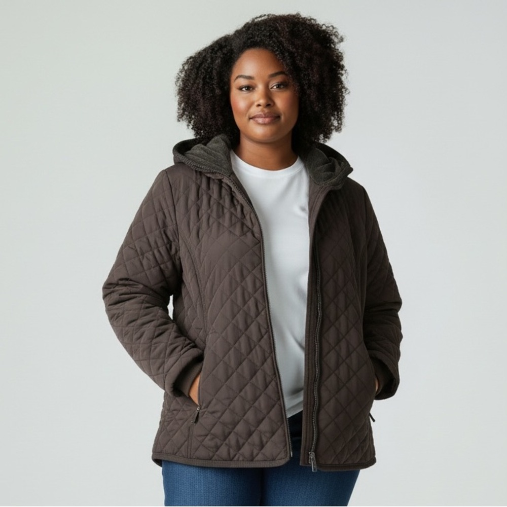 ESPRIT Vintage Retro Quilted Jacket XL 23” p2p Espresso Brown EUC